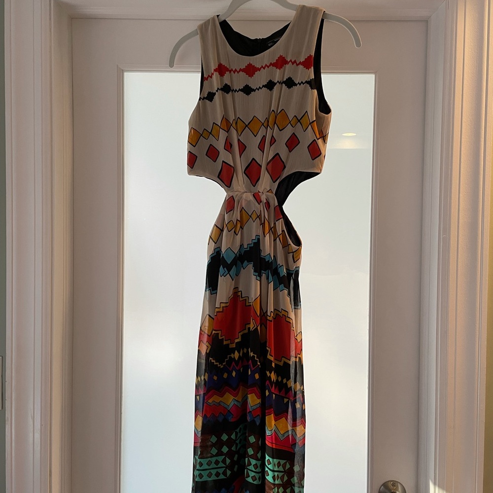Zara printed midi dress with cut-outs, size XS